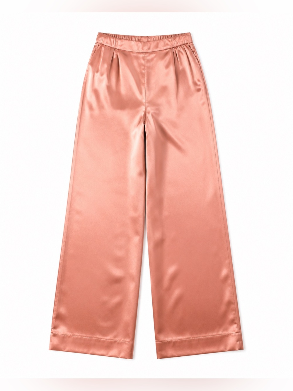 MANGO PINK HIGH RISE SATIN PANTS WITH ELASTIC WAIST